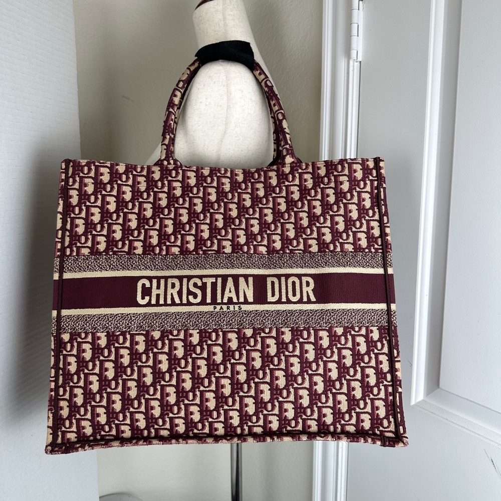 Christian Dior Book Tote Oblique Canvas Large WINE - Picture 10 of 14